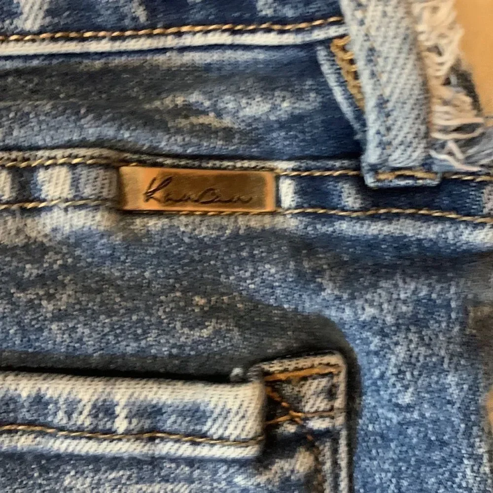 KANCAN size extra-large distressed cropped denim jeans